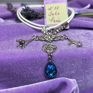 “I’ll Take Paris” ~ Elegance in a Silver and Turquoise Blue Charm Necklace.